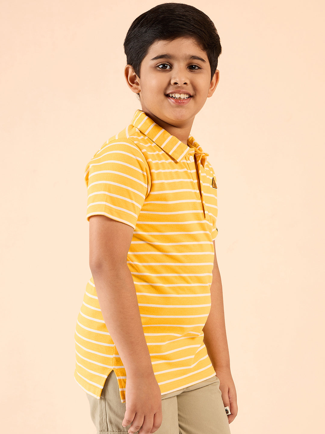 Boys Hip length Printed T-shirt - Yellow
