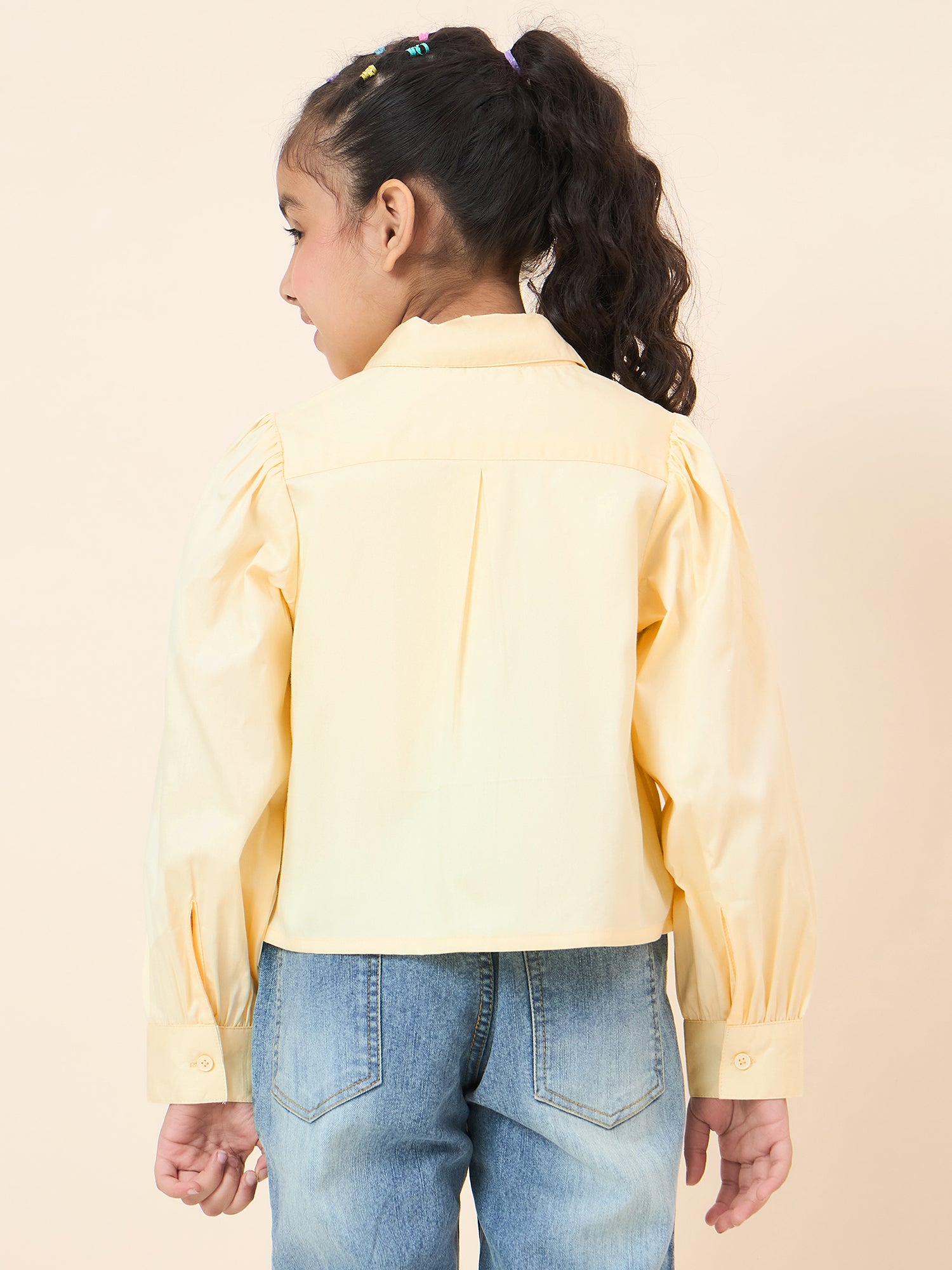 Girls Hip length Solid Top - Yellow