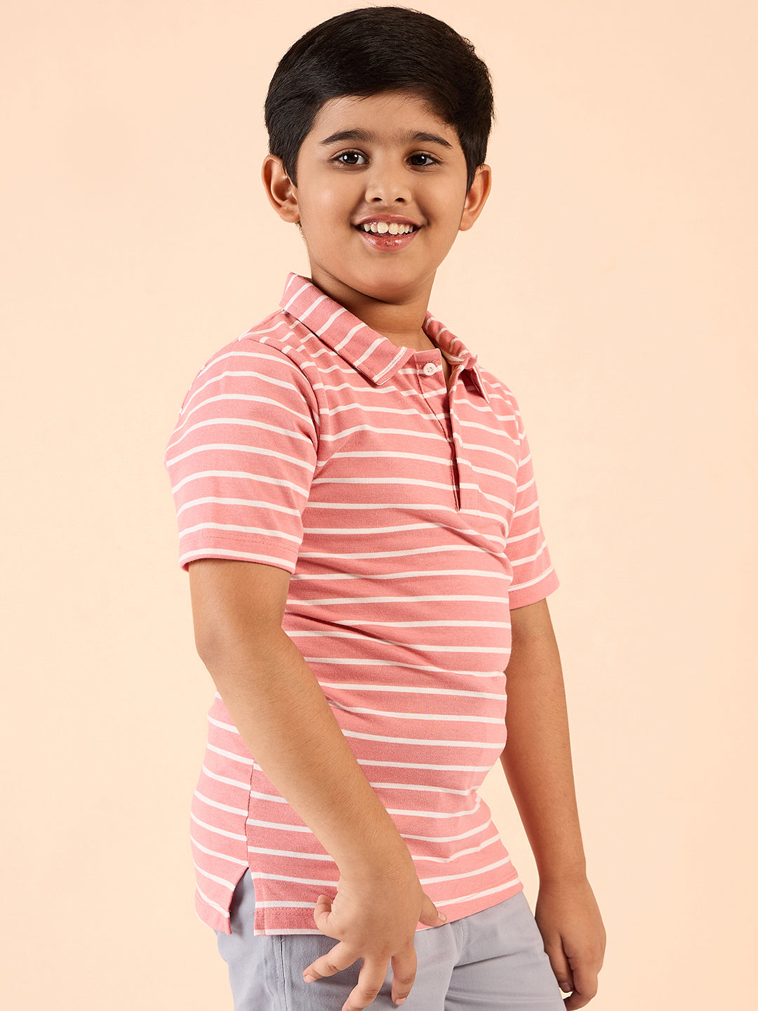 Boys Hip length Printed T-shirt - Pink