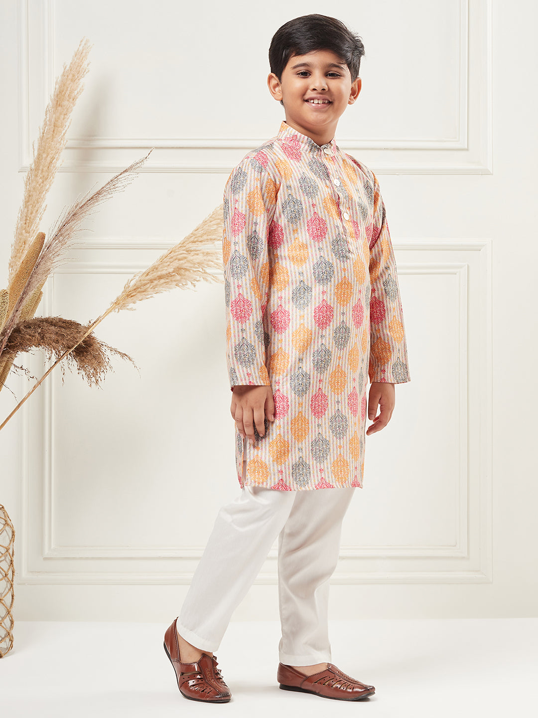 Boys Above Knee All over print Kurta Set - Multi