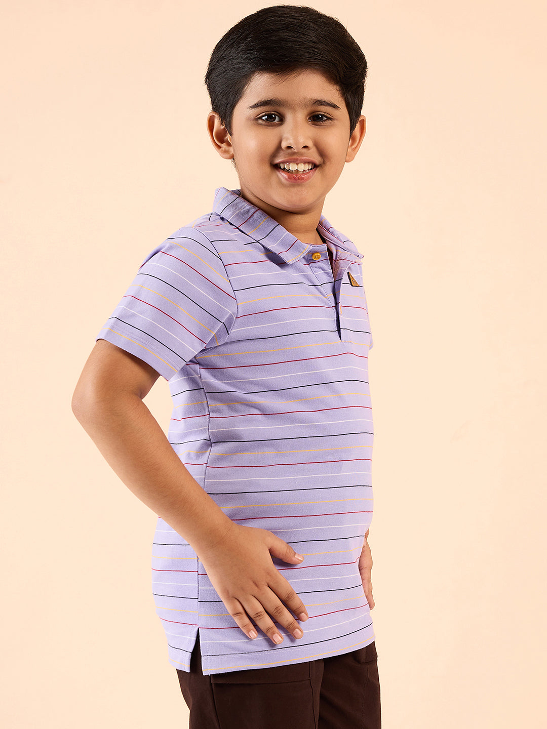 Boys Waist Length Printed T-shirt - Lavender