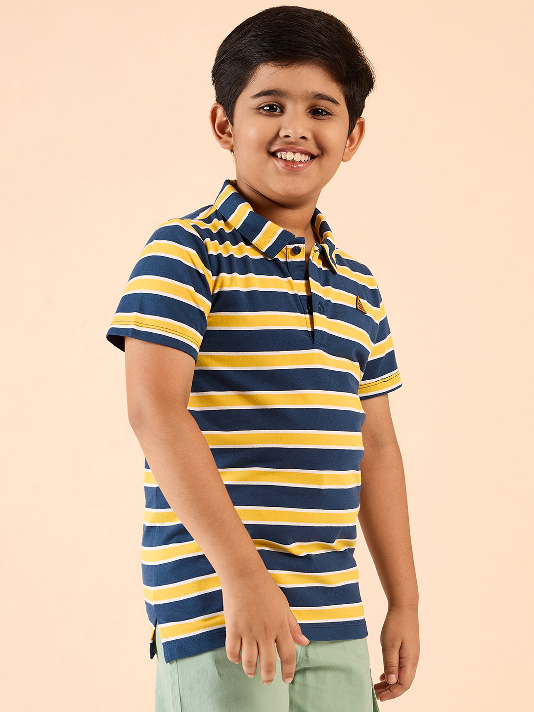 Boys Waist Length Printed T-shirt - Navy Blue