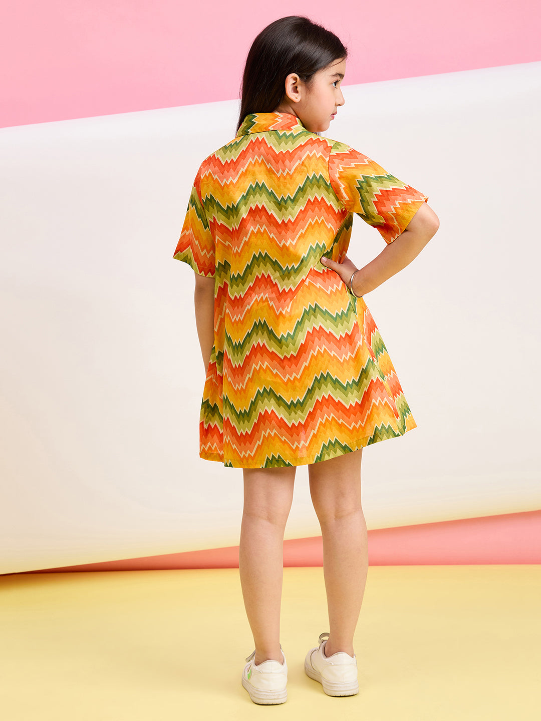 Girls Mid Thigh Printed Top with Shorts - Multi