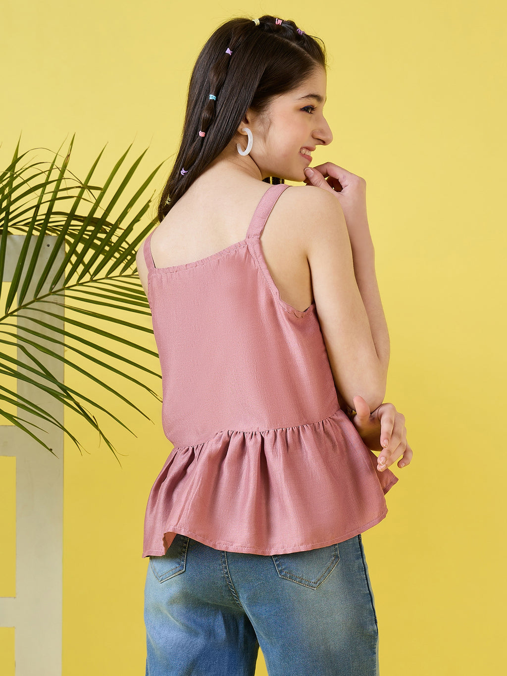 Girls Hip length Solid Top - Pink