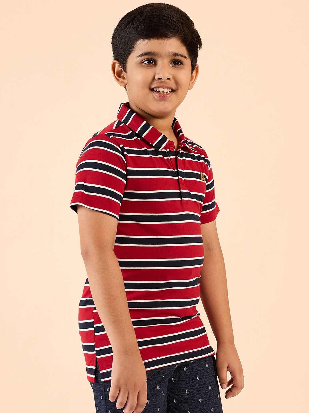 Boys Waist Length Printed T-shirt - Red