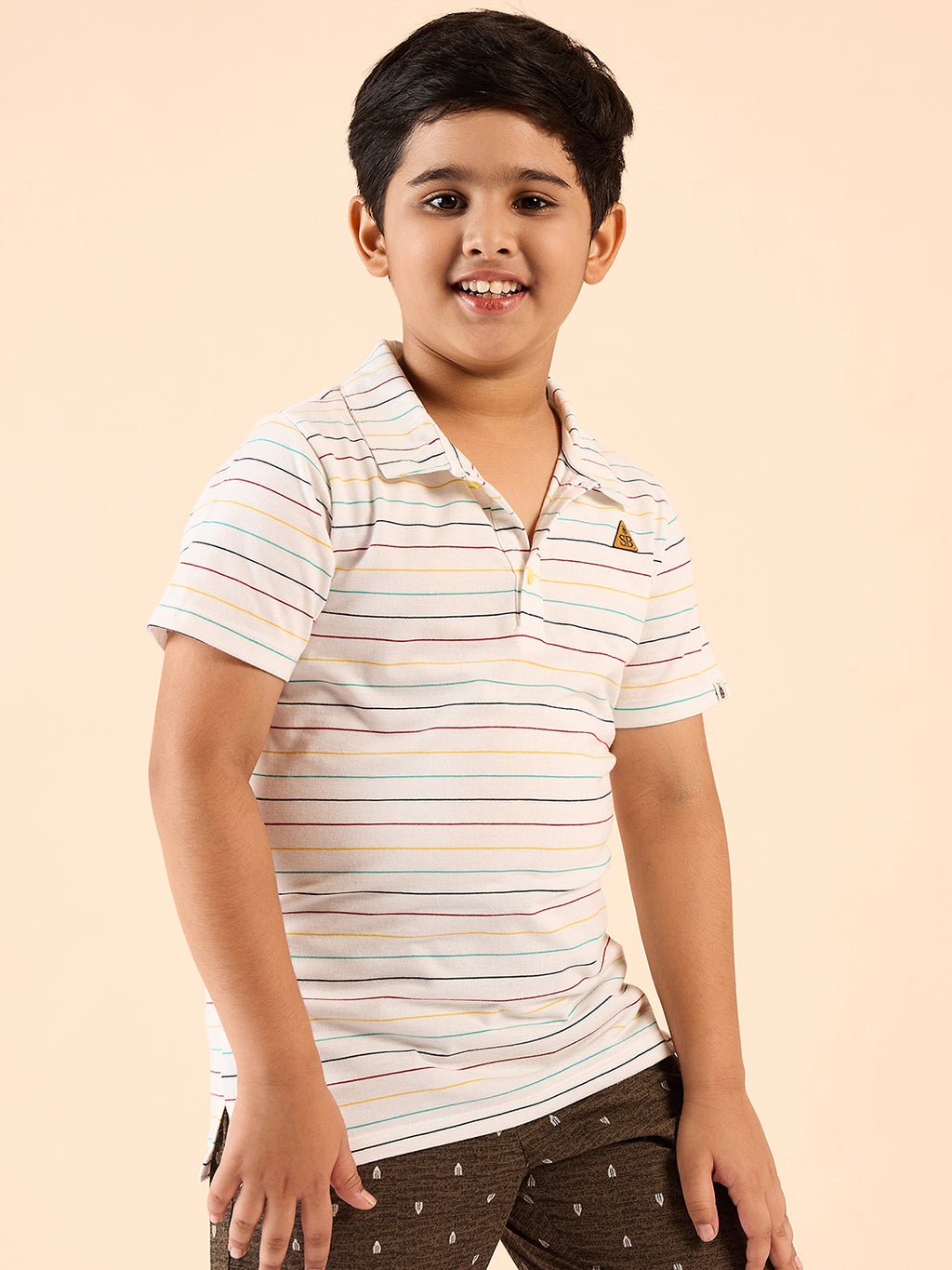 Boys Waist Length Printed T-shirt - White