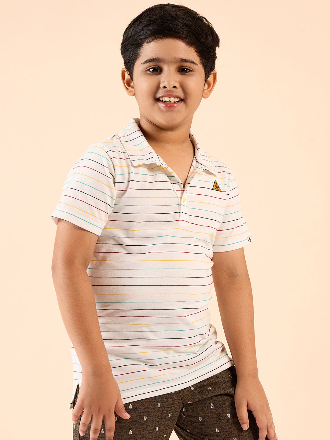 Boys Waist Length Printed T-shirt - White