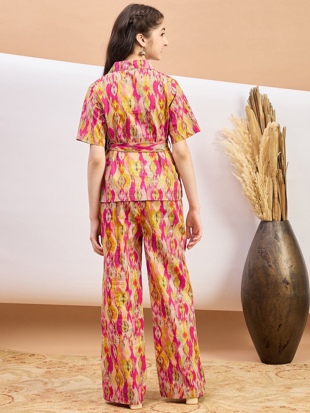 Girls Ankle Length Abstract Print Top With Pants - Multi