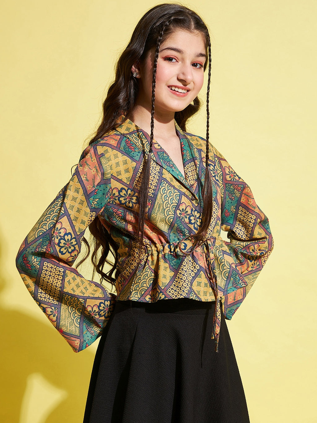 Girls Hip length Printed Top - Multi