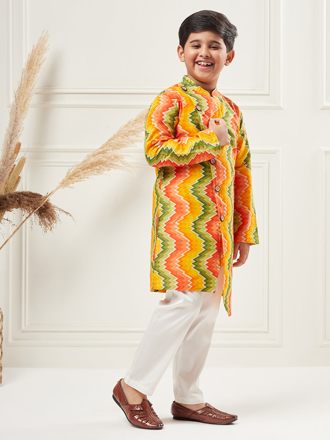 Boys Above Knee Printed Kurta Set - Multi