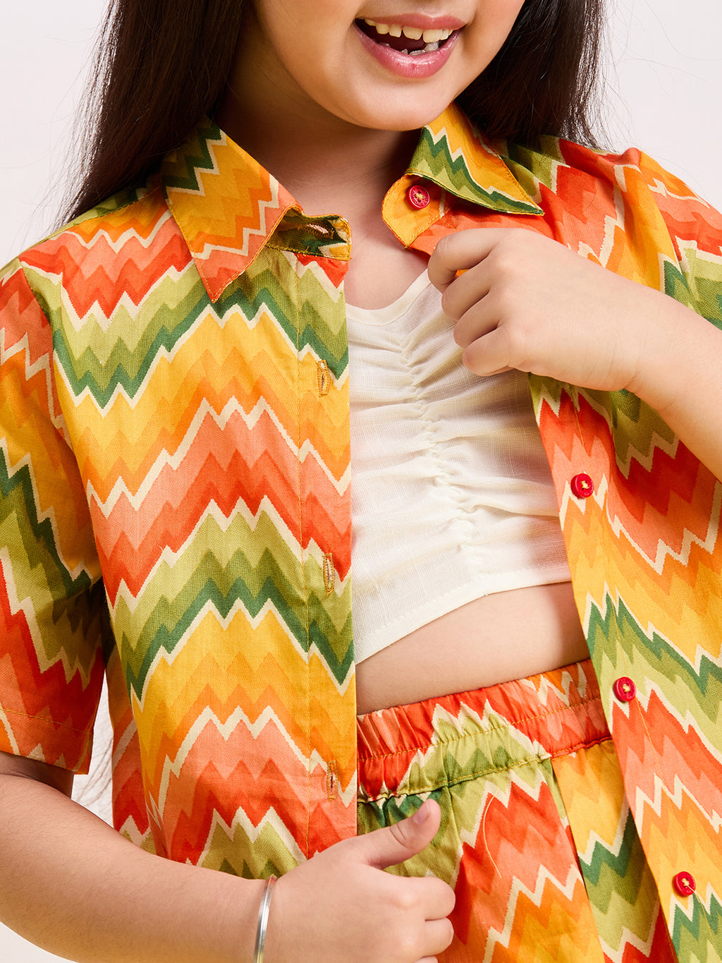 Girls Mid Thigh Printed Top with Shorts - Multi