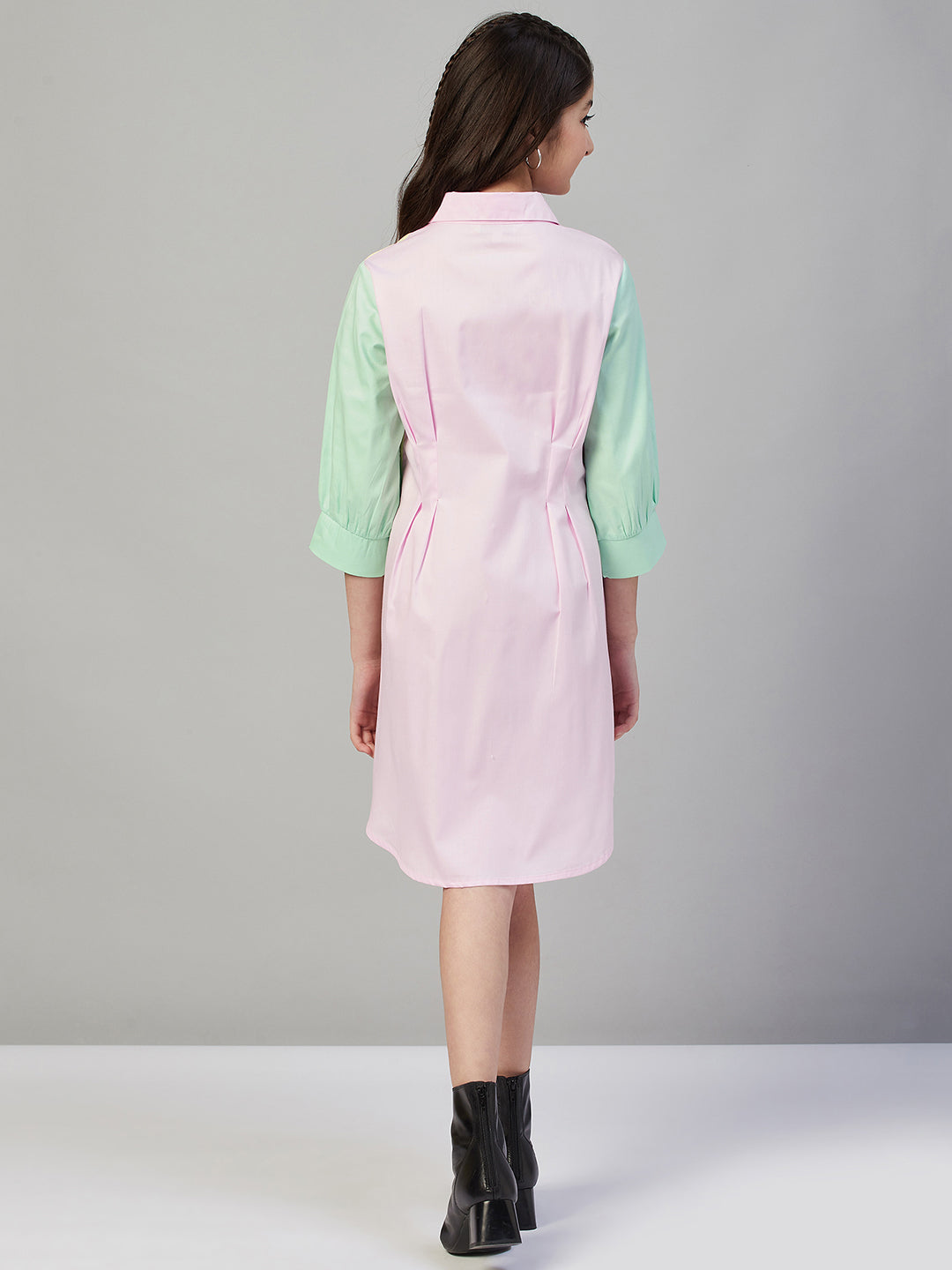 Girls Above Knee Solid Dress - Multi