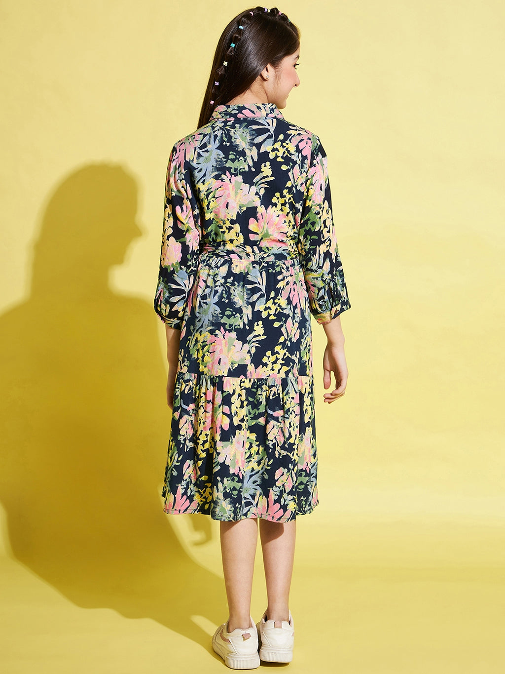 Girls knee length Dress - Black