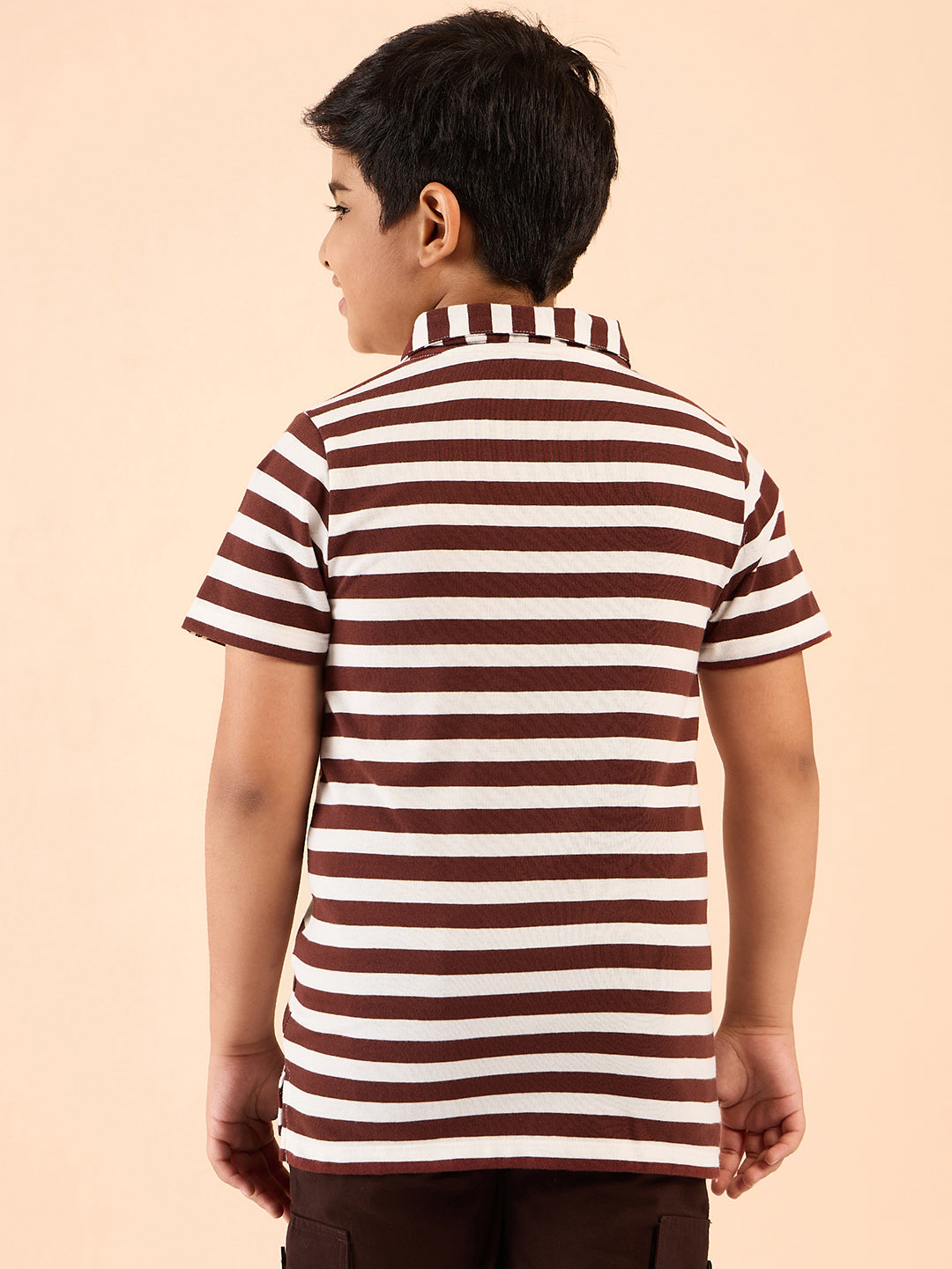 Boys Waist Length Printed T-shirt - Brown