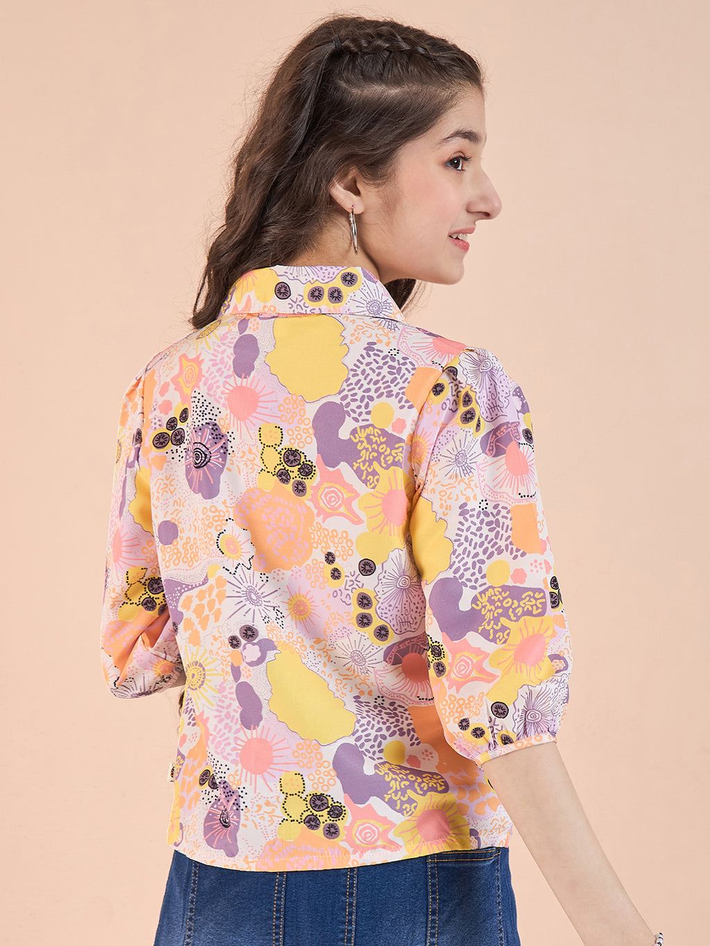 Girls Hip length Printed Top - Multi