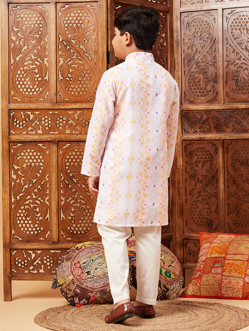 Boys Above Knee All over print Kurta Set - Multi