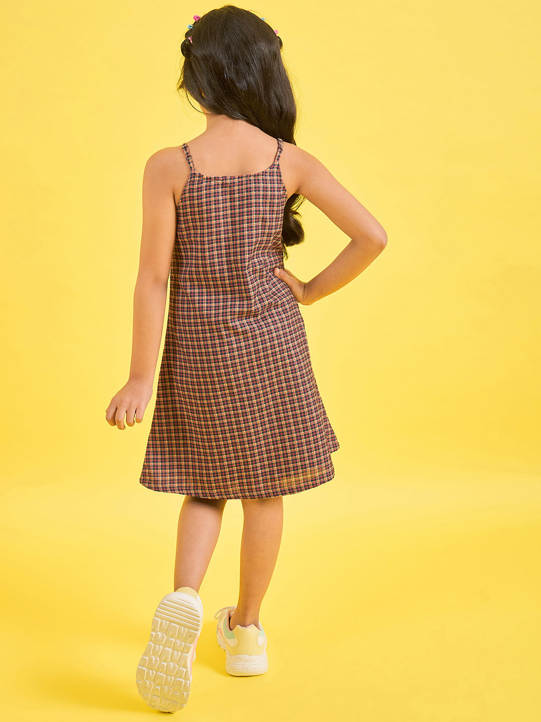 Girls Above Knee Printed Dress - Multi