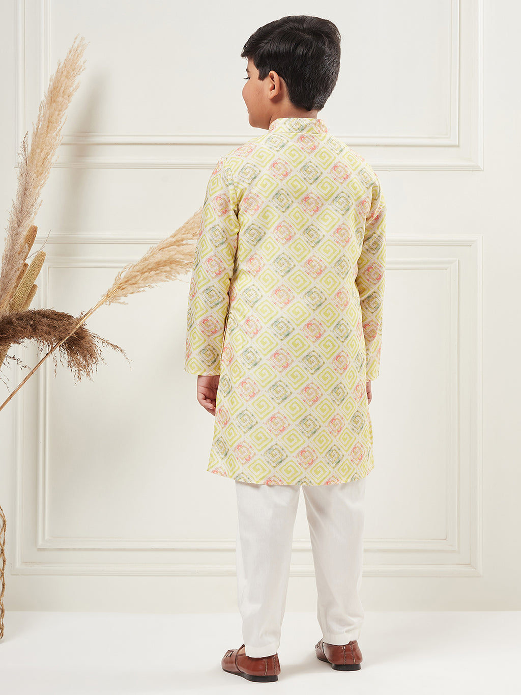 Boys Above Knee Embroidery Kurta Set - Green