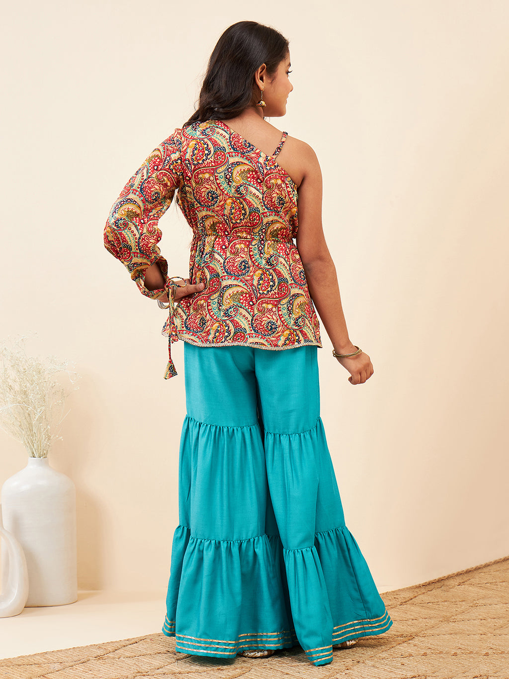 Girls Hip length Printed Kurti Set - Multi