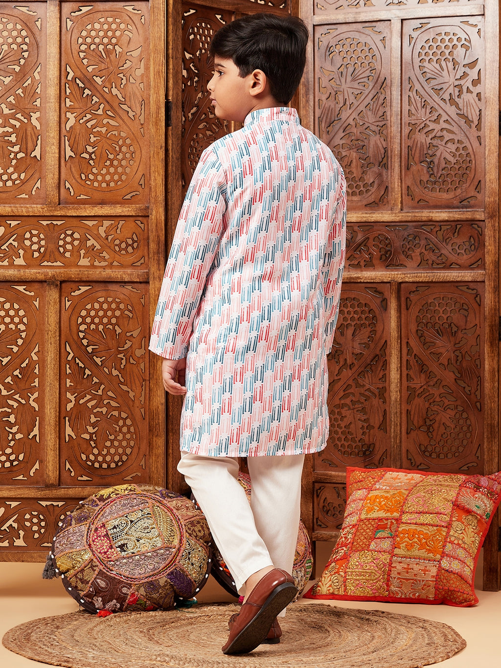 Boys Above Knee Abstract print Kurta Set - Multi
