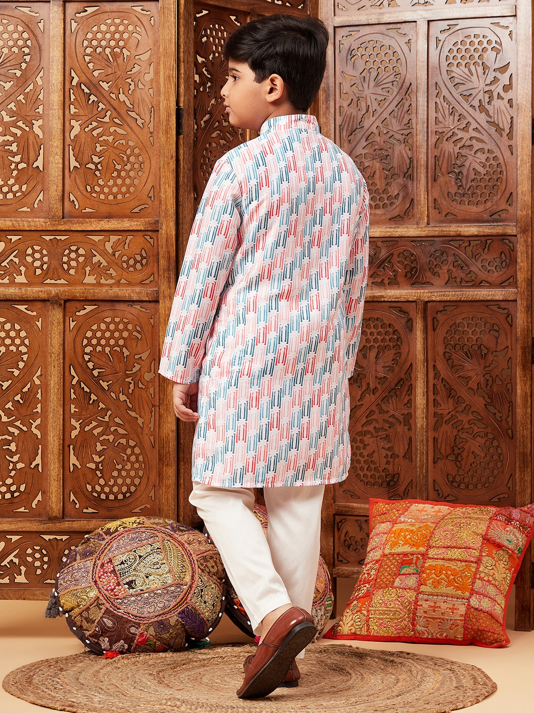 Boys Above Knee Abstract print Kurta Set - Multi