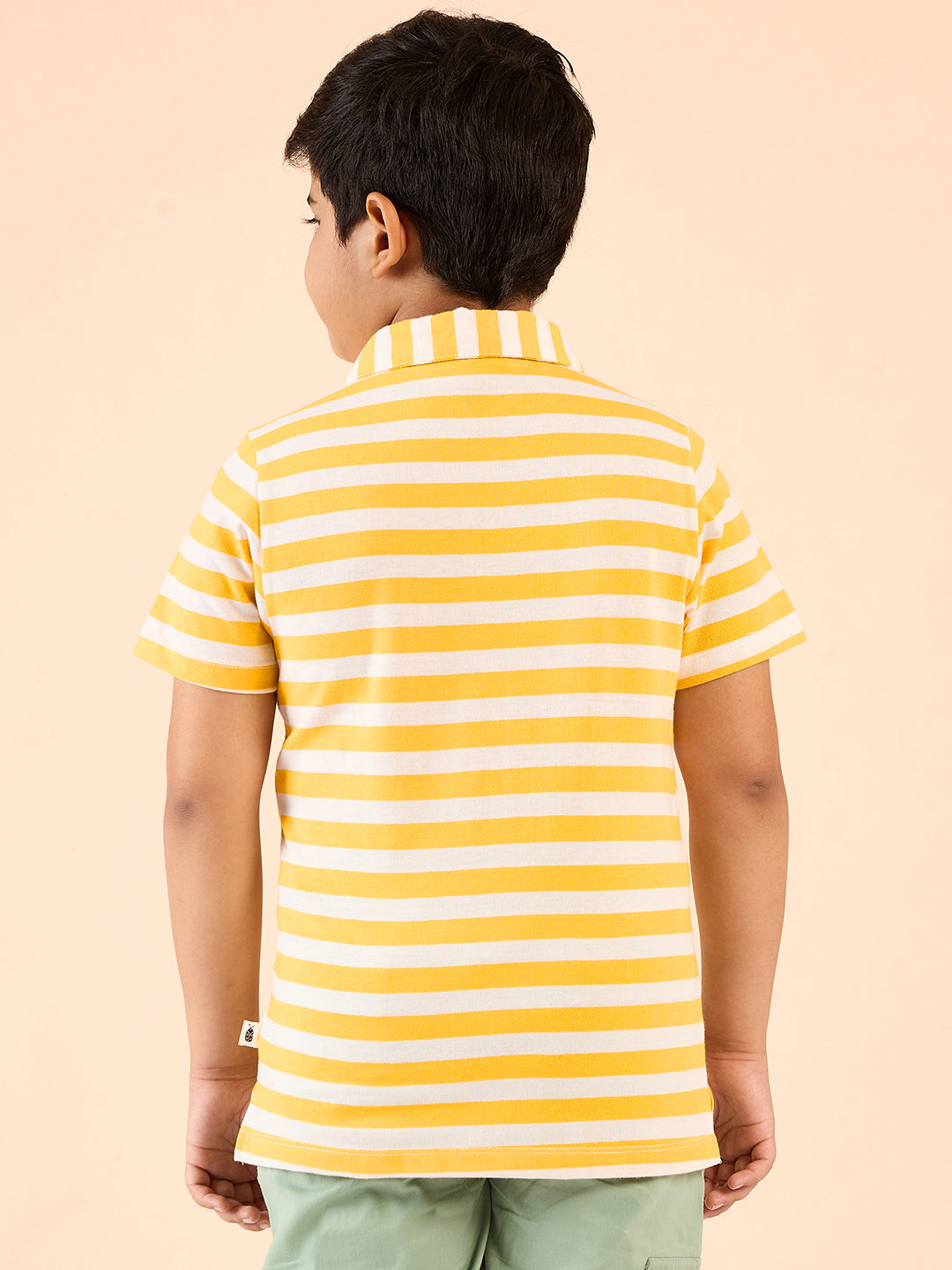 Boys Waist Length Printed T-shirt - Yellow