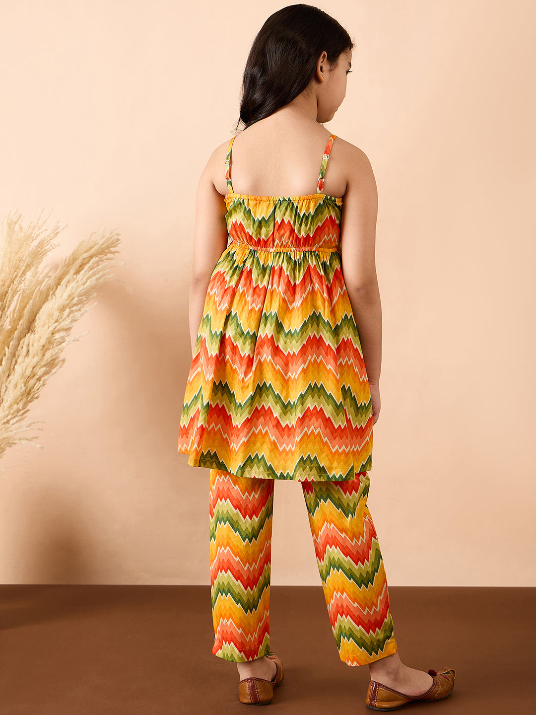 Girls Ankle Length All over Print Kurti Set - Multi