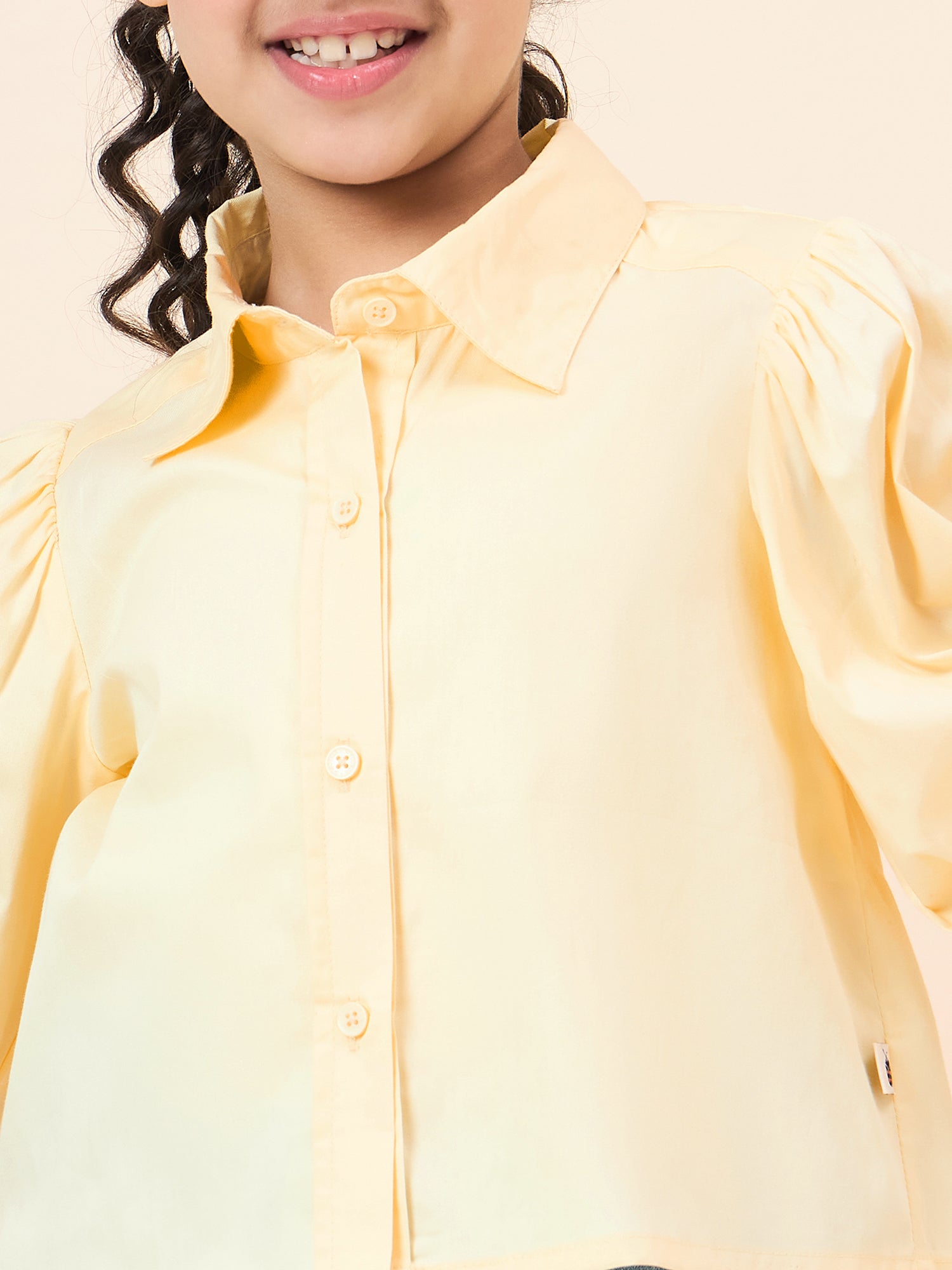 Girls Hip length Solid Top - Yellow