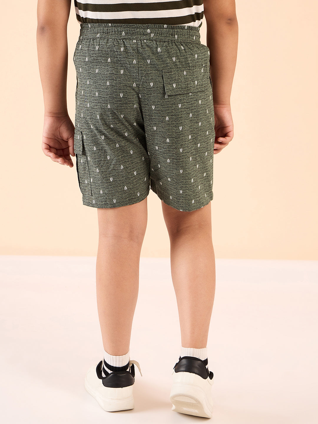 Boys Mid Thigh All over Print Shorts - Grey