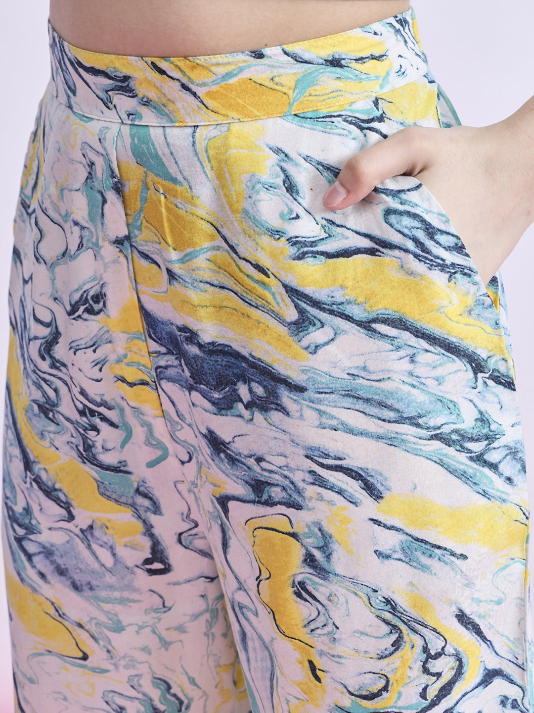Girls Ankle Length Abstract Print Top With Pants - Multi