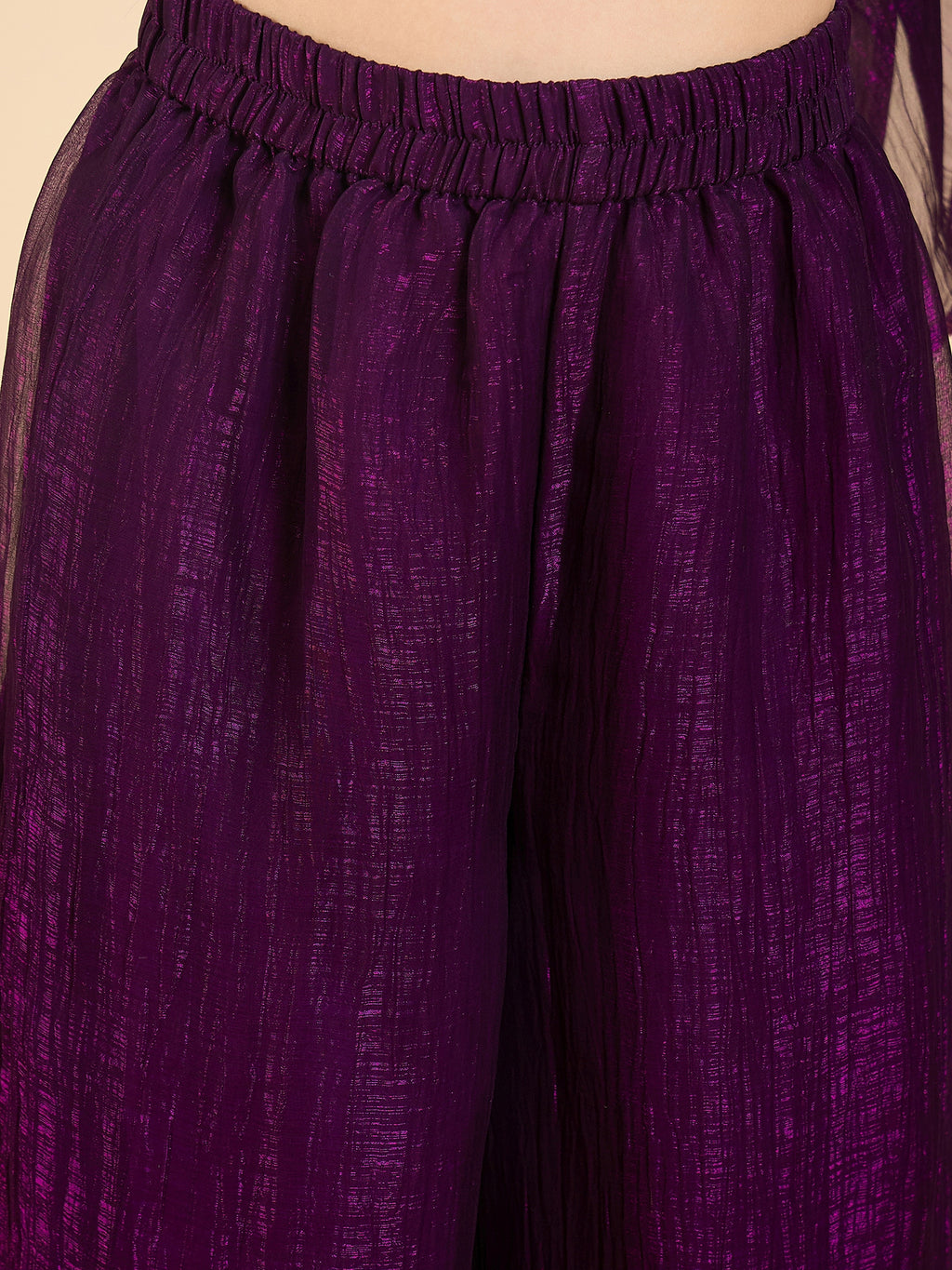 Girls Above Knee Solid Kurti Set - Purple