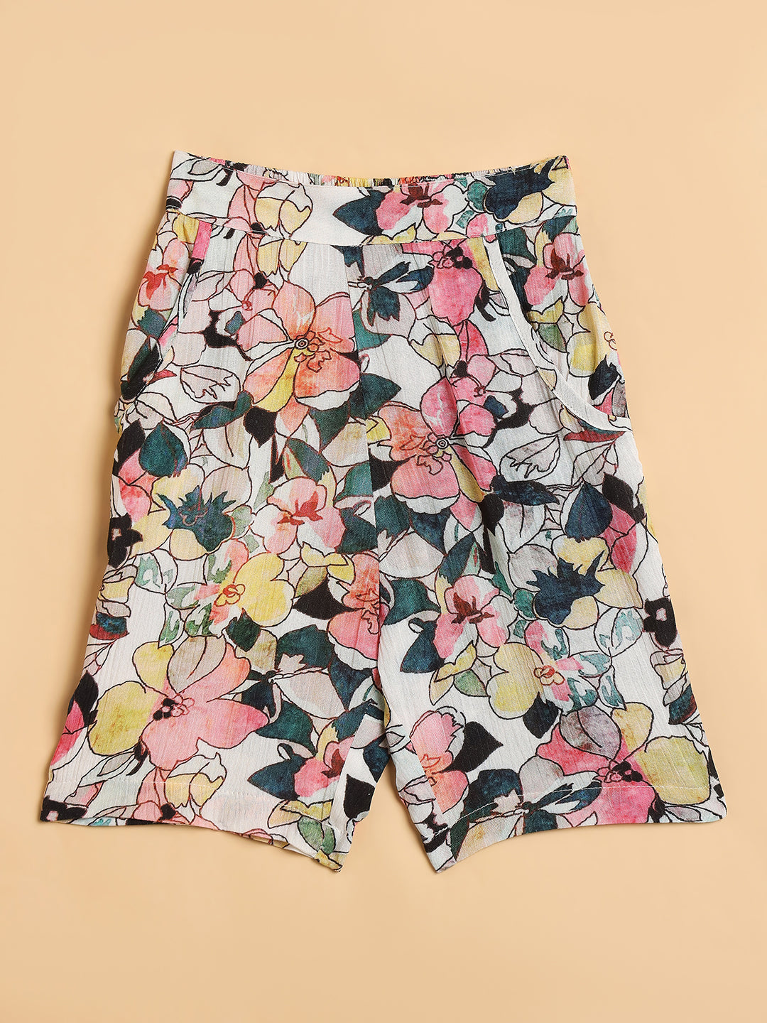 Girls Below Knee All over Print Top with Capris - Multi