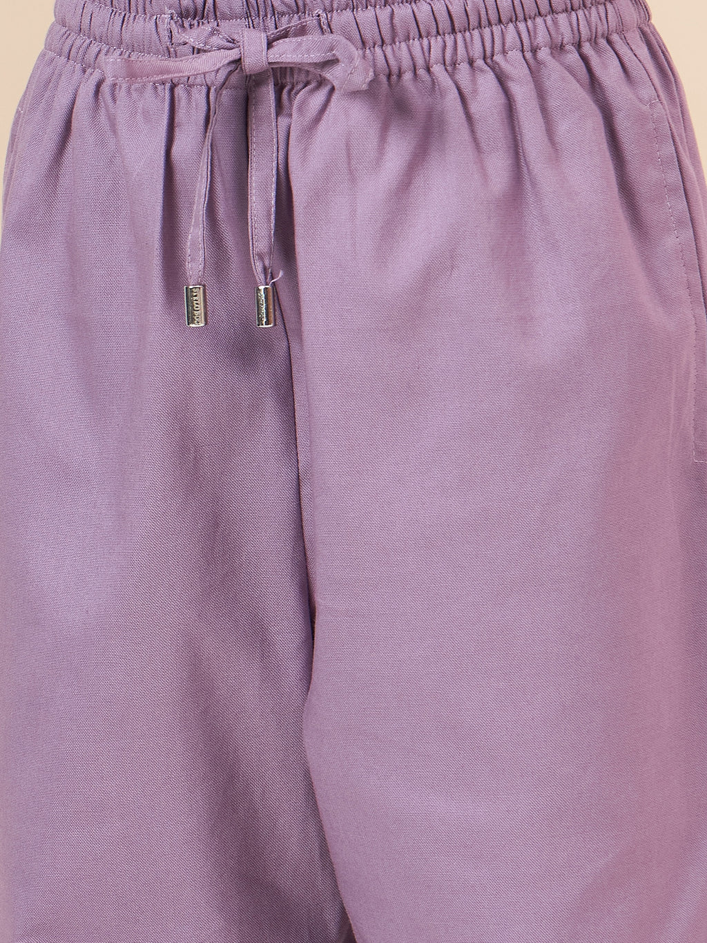Girls Ankle Length Solid Top With Pants - Purple