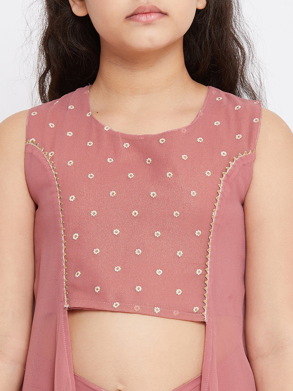 Girls Ankle Length Solid Kurti Set - Pink