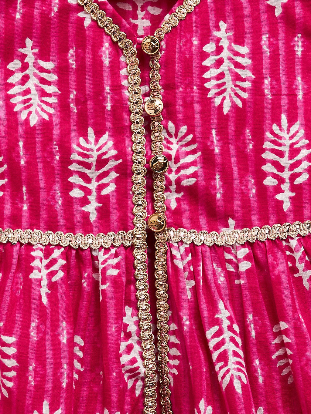 Girls Above Knee Printed Kurti Set - Pink