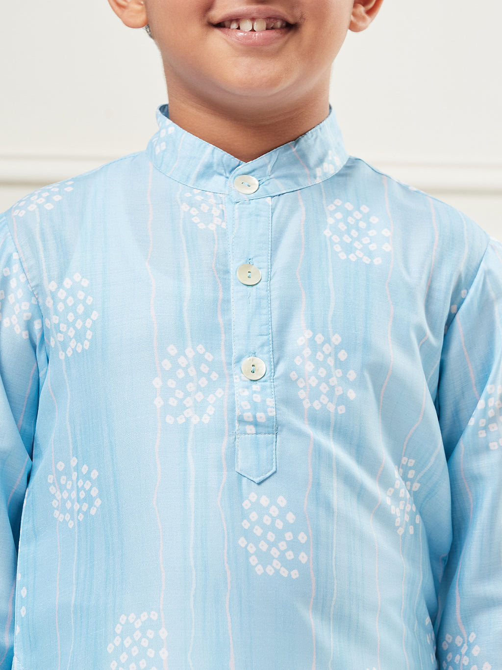Boys Above Knee All over print Kurta Set - Blue