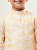 Boys Above Knee All over print Kurta Set - Yellow