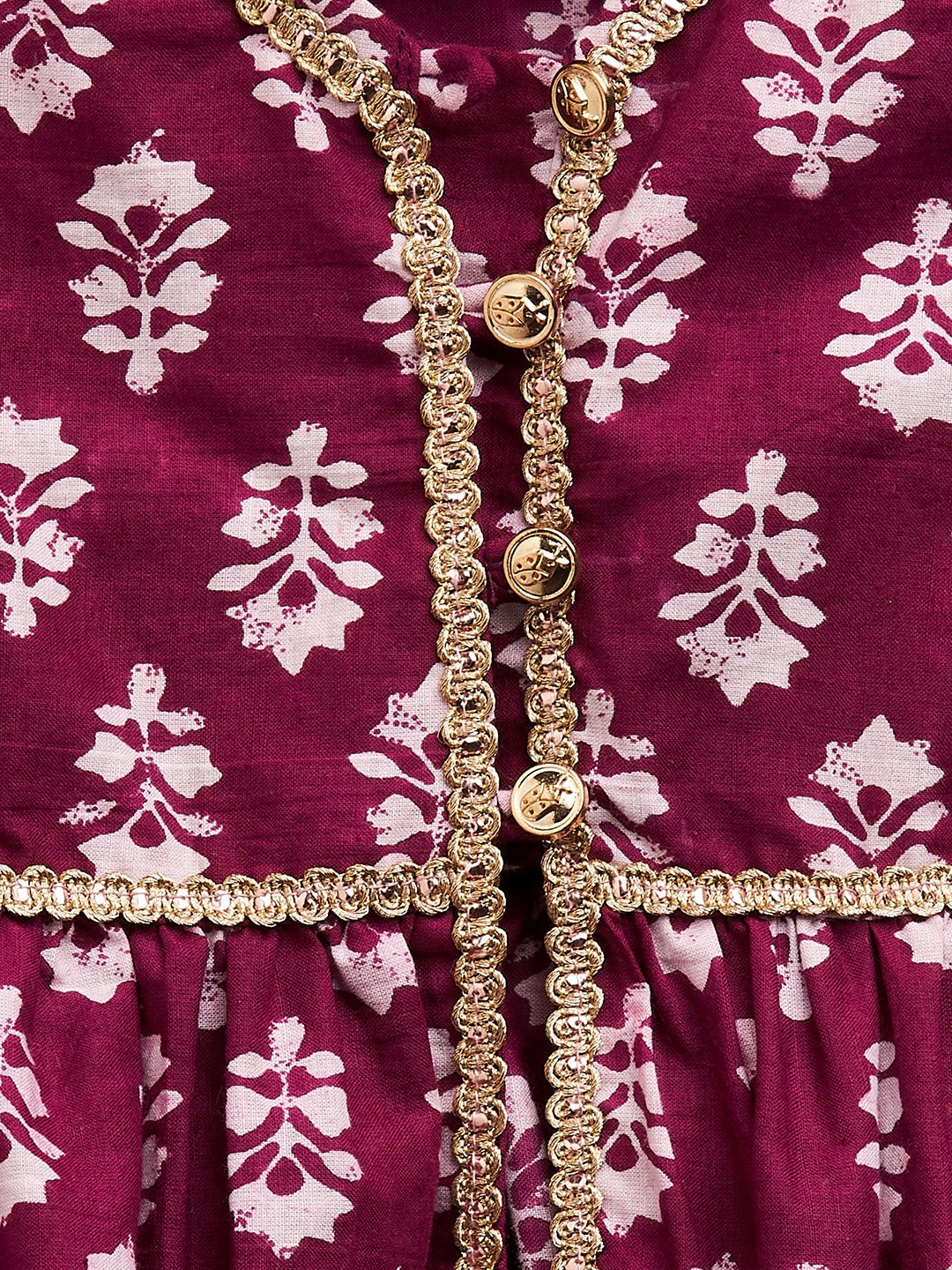 Girls Above Knee Printed Kurti Set - Purple