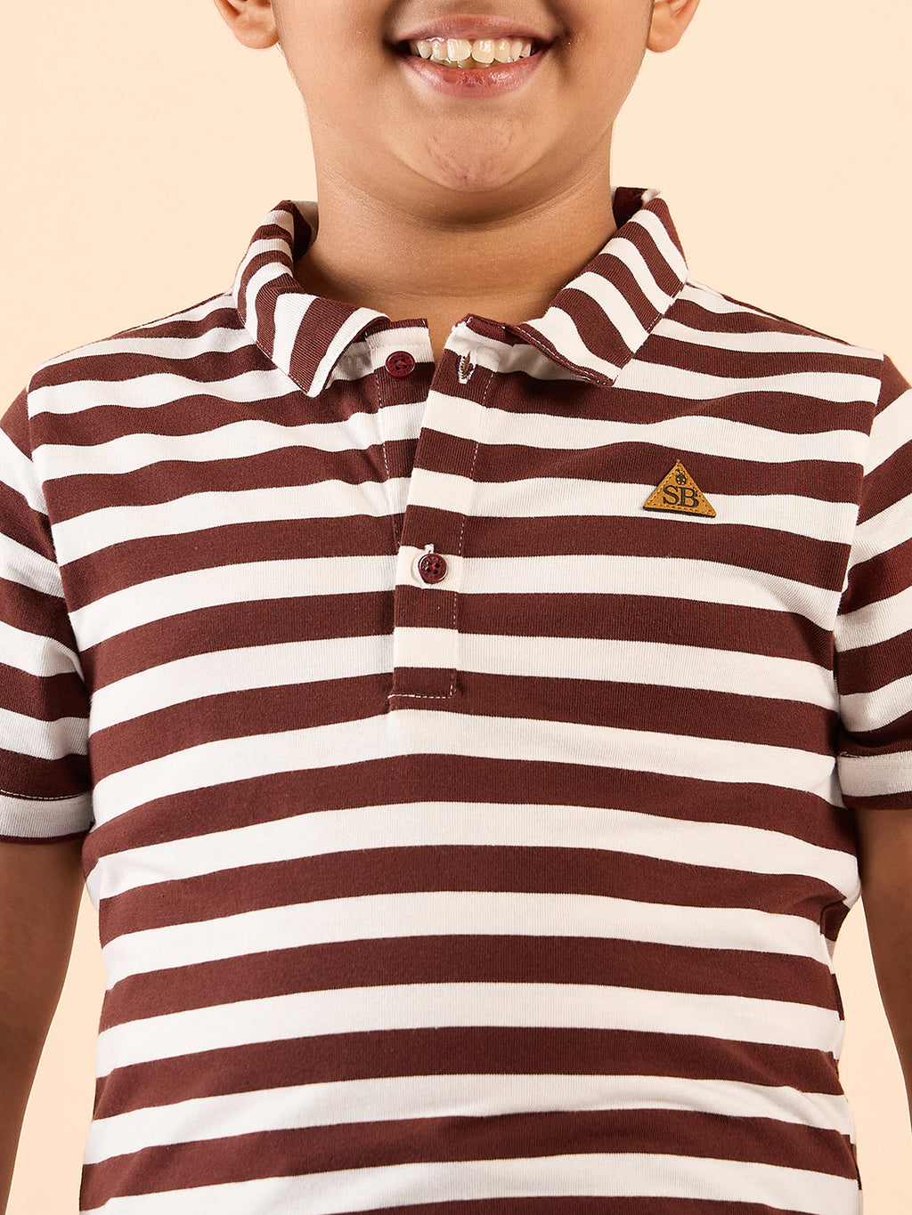 Boys Waist Length Printed T-shirt - Brown