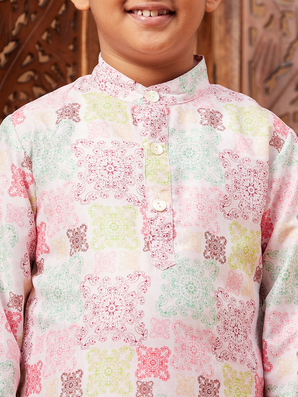 Boys Knee Length Abstract print Kurta Set - Multi