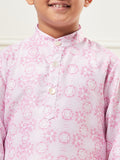 Boys Above Knee Embroidery Kurta Set - Purple
