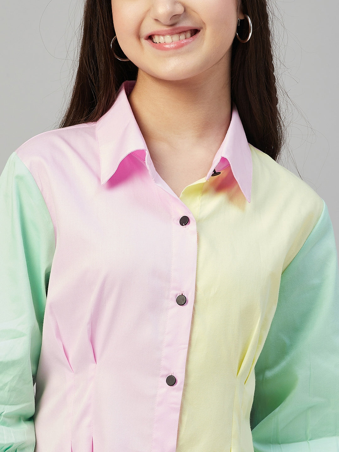 Girls Above Knee Solid Dress - Multi