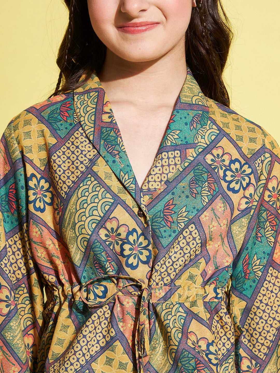 Girls Hip length Printed Top - Multi