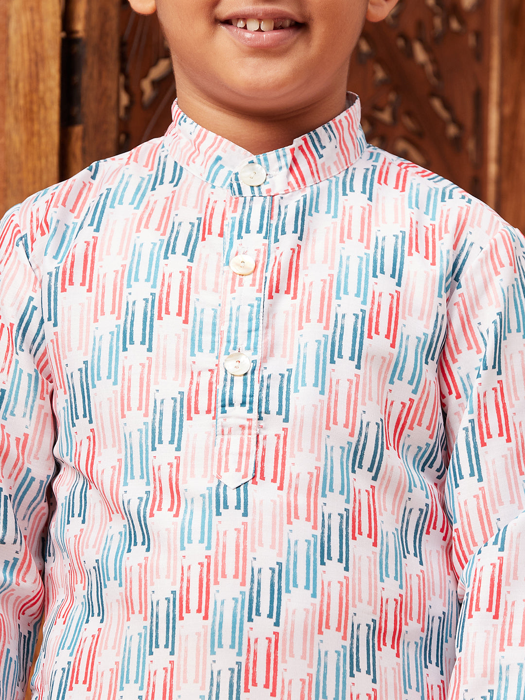Boys Above Knee Abstract print Kurta Set - Multi