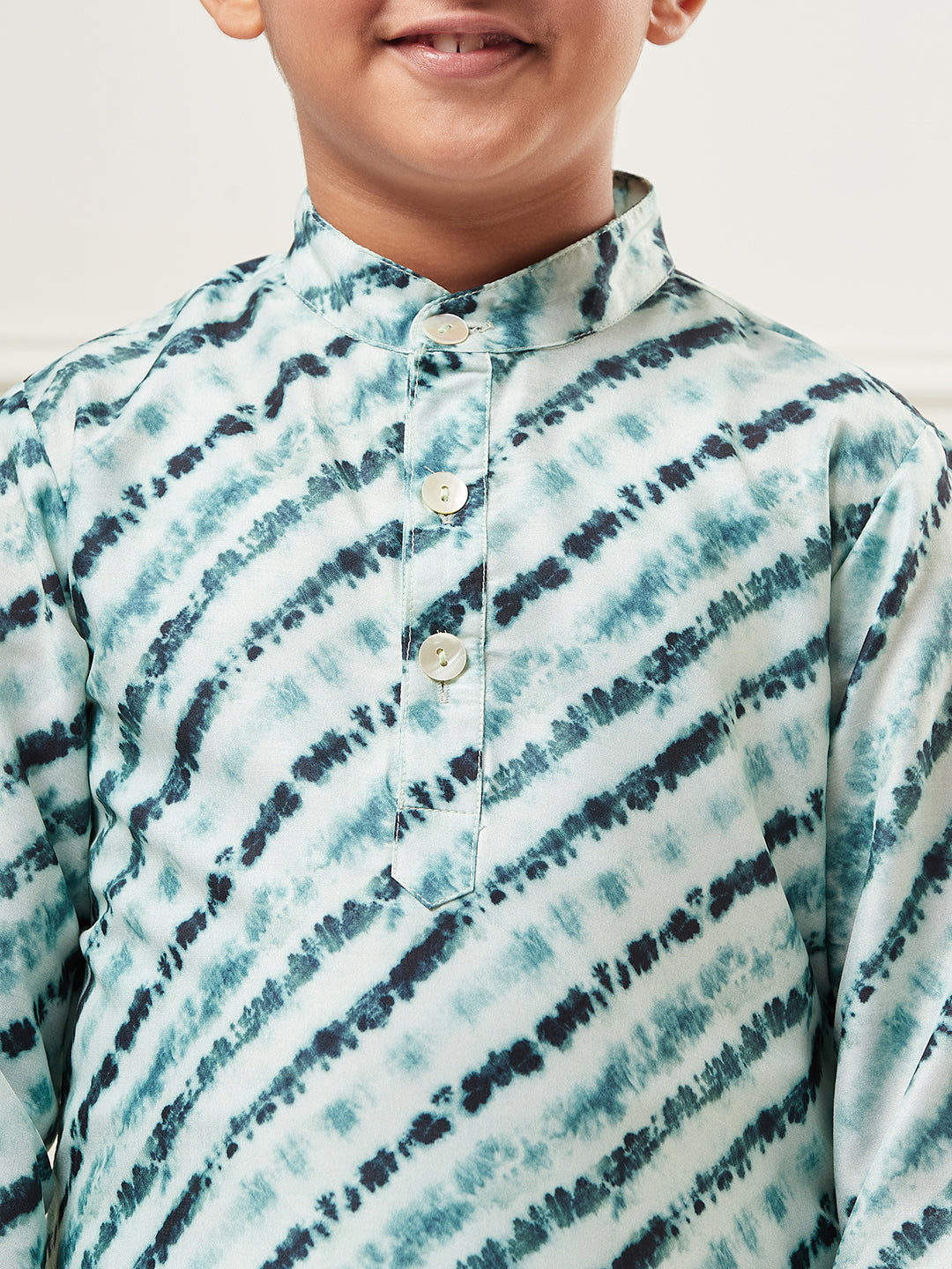 Boys Above Knee Tie and Dye Kurta Set - Green