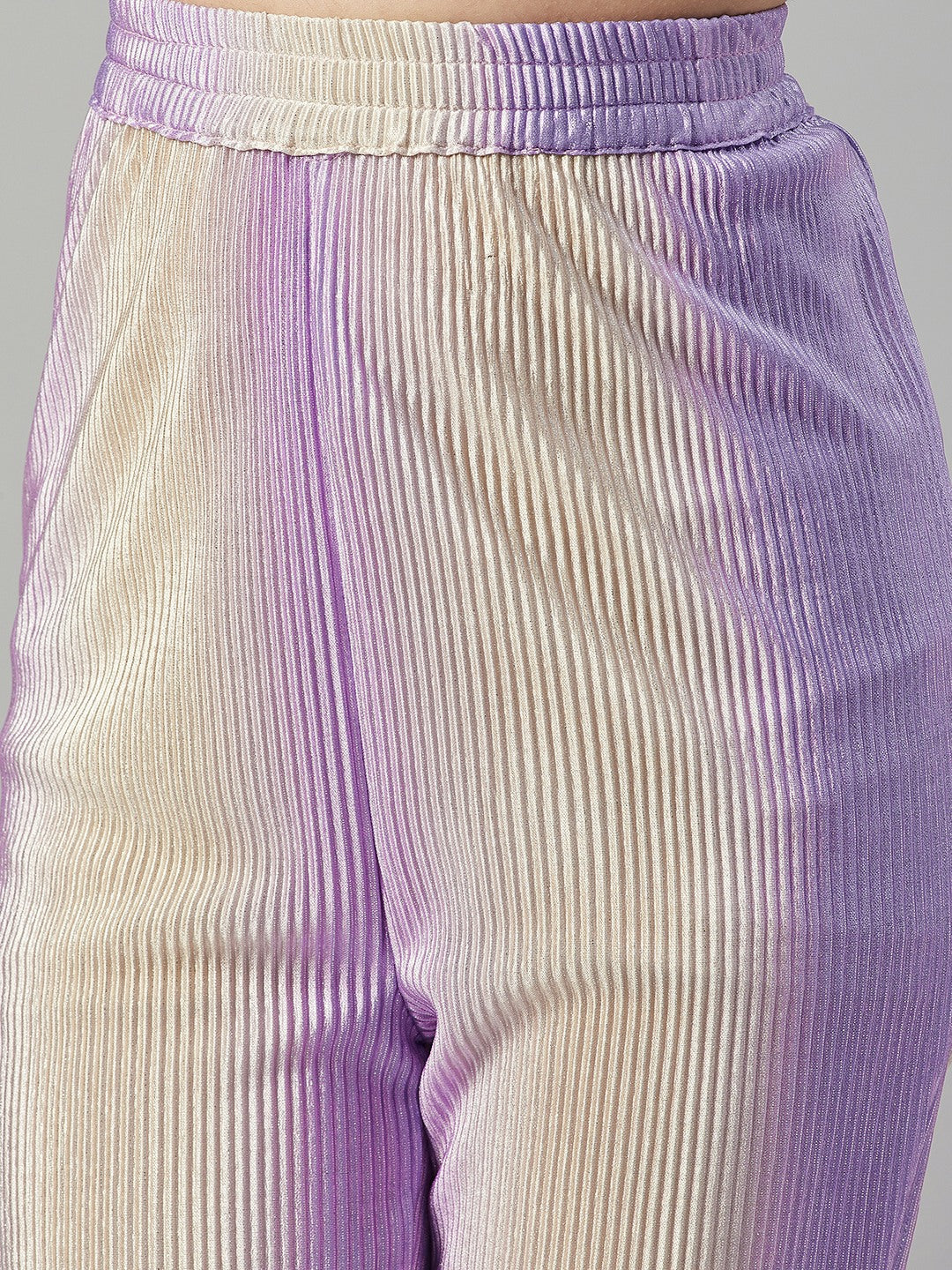 Girls Ankle Length Solid Top With Pants - Purple