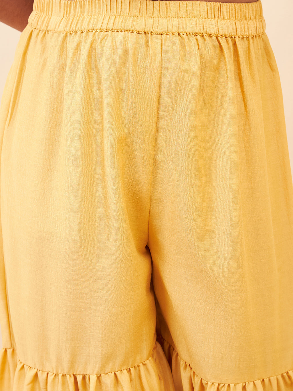 Girls Above Knee Printed Kurti Set - Yellow