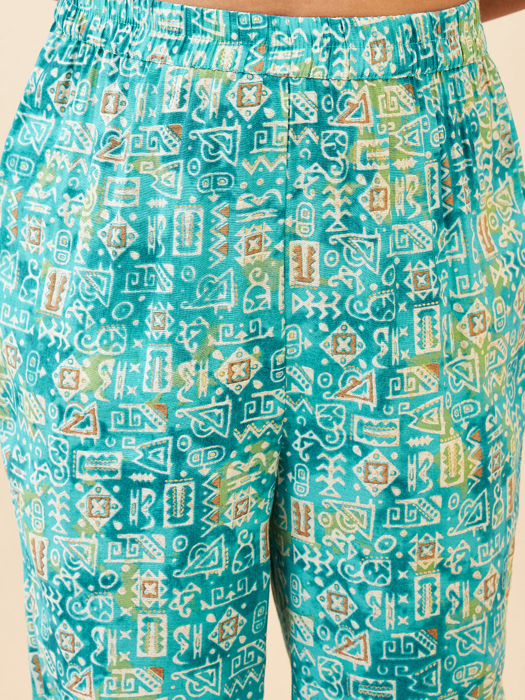 Girls Ankle Length Printed Kurti Set - Green