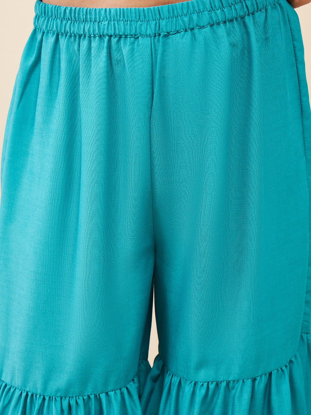 Girls Hip length Printed Kurti Set - Multi