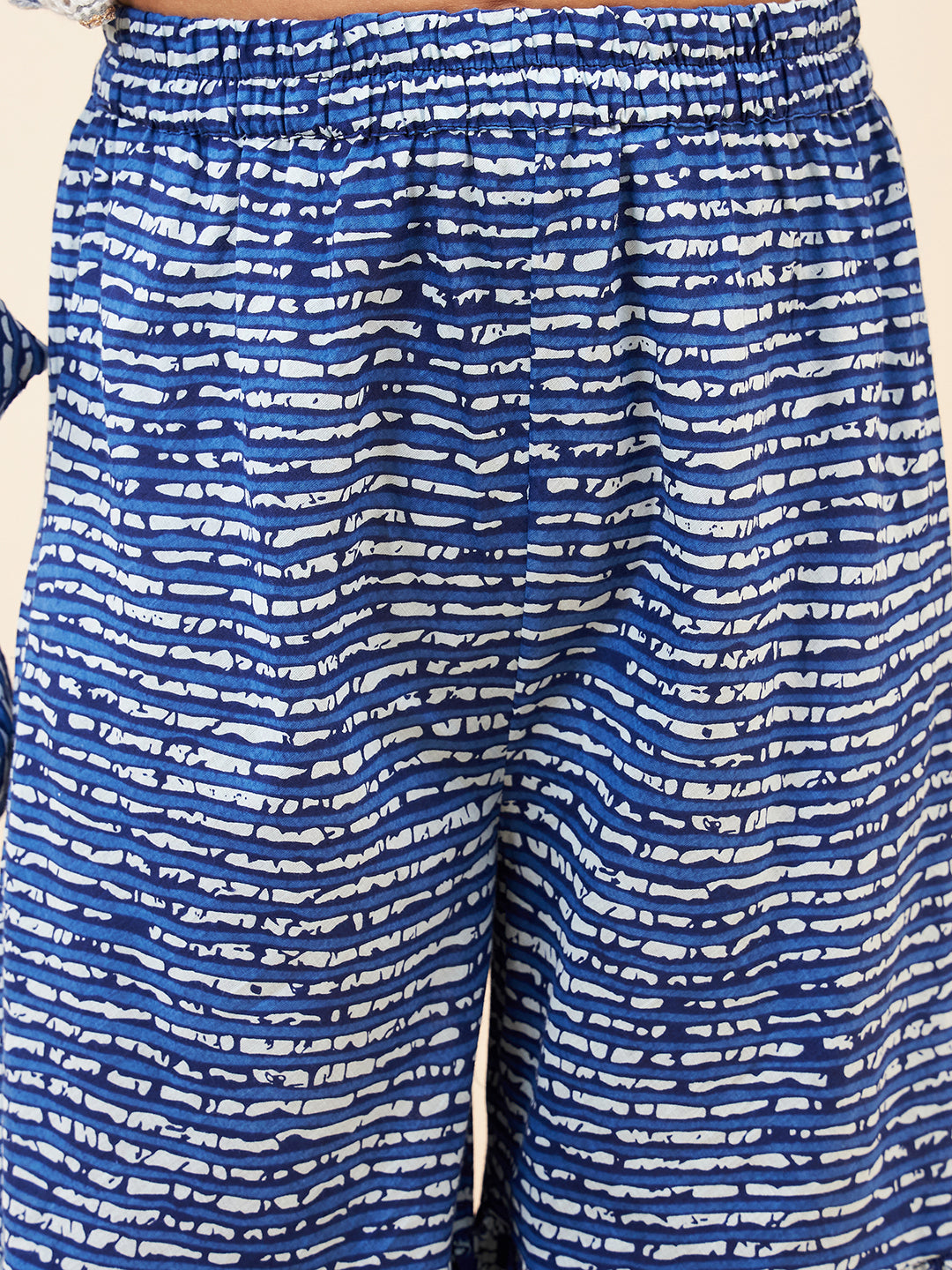 Girls Ankle Length Printed Kurti Set - Navy Blue